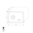 BASI mySafe 350C elektronikus széf méretezett rajz