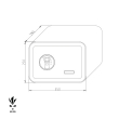 BASI mySafe 350F ujjlenyomatos széf méretezett rajz