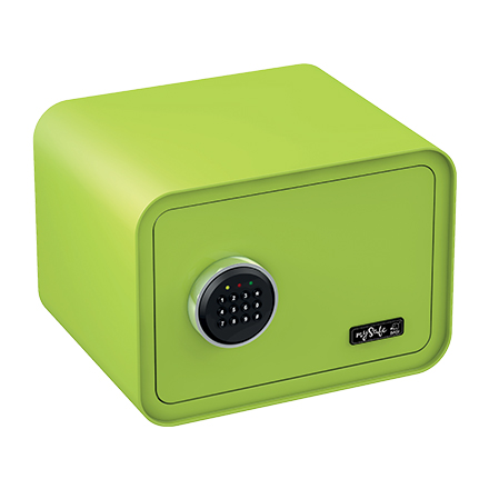 BASI mySafe 350C electronic safe, apple green, closed