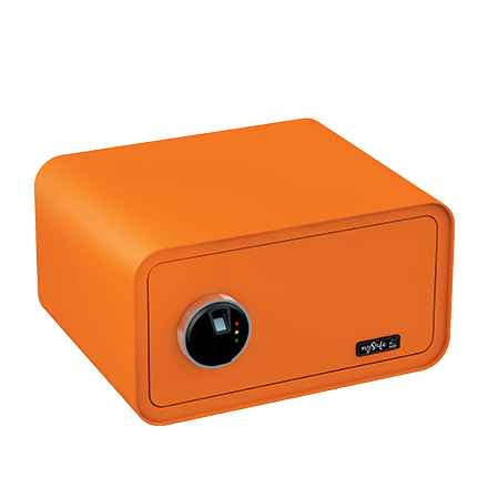 BASI mySafe 430F fingerprint safe, orange, closed